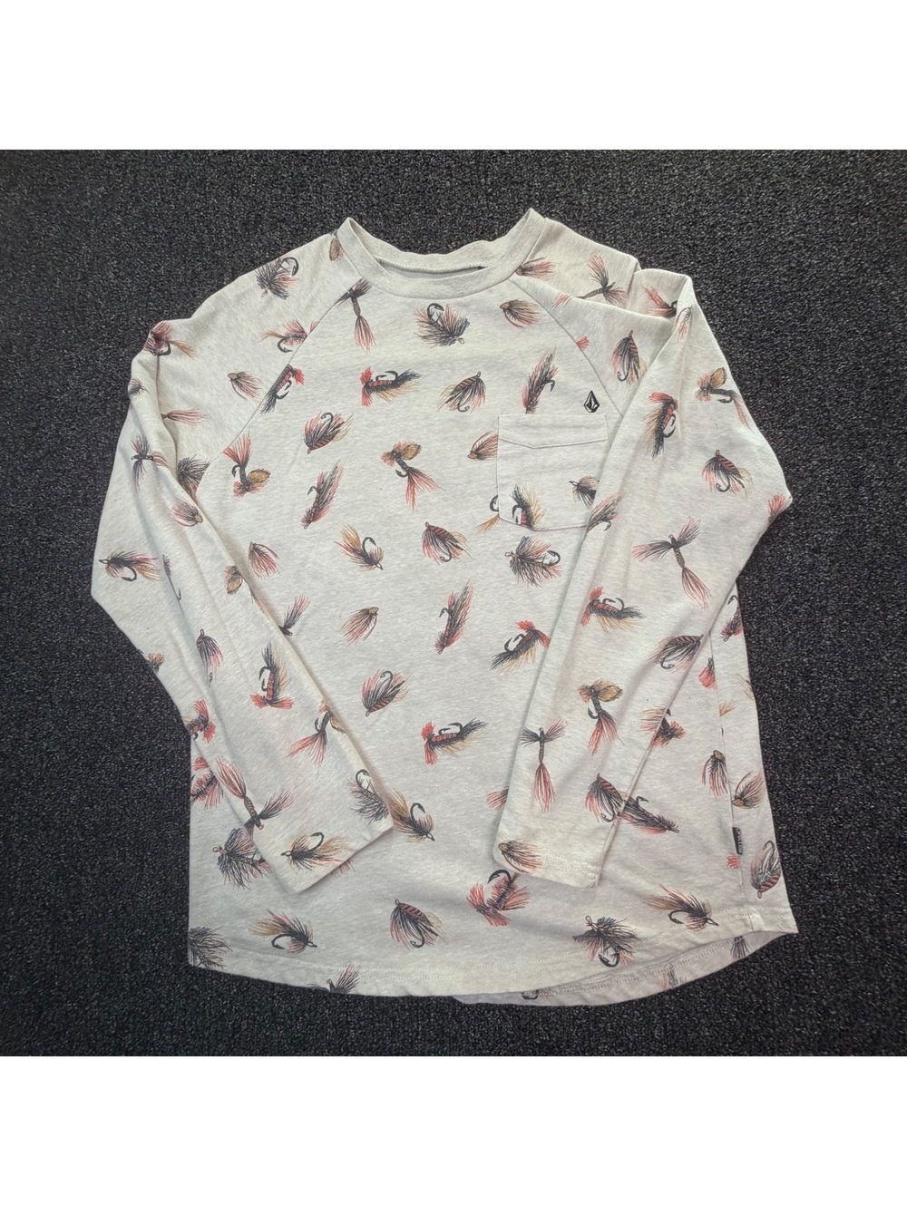 EUC Volcom Long Sleeve Crew Neck Shirt with Fishing Lure Print